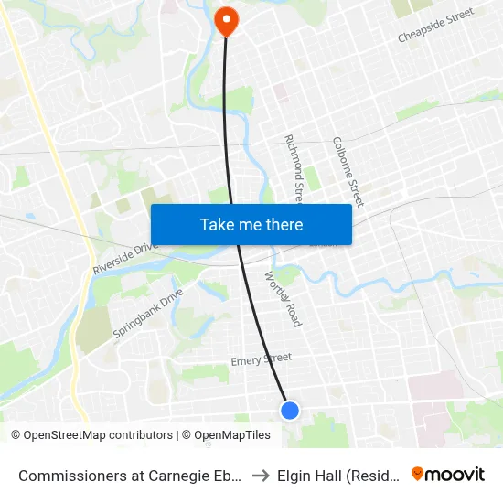 Commissioners at Carnegie Eb - #2802 to Elgin Hall (Residence) map