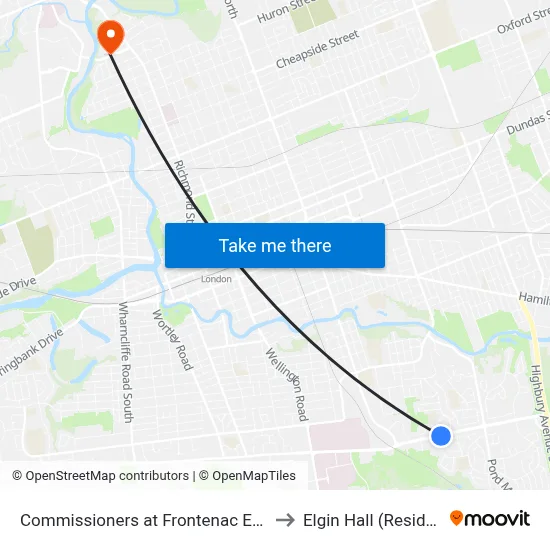 Commissioners at Frontenac Eb - #454 to Elgin Hall (Residence) map