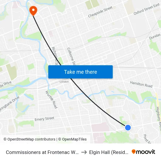 Commissioners at Frontenac Wb - #455 to Elgin Hall (Residence) map