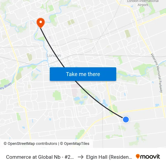 Commerce at Global Nb - #2612 to Elgin Hall (Residence) map