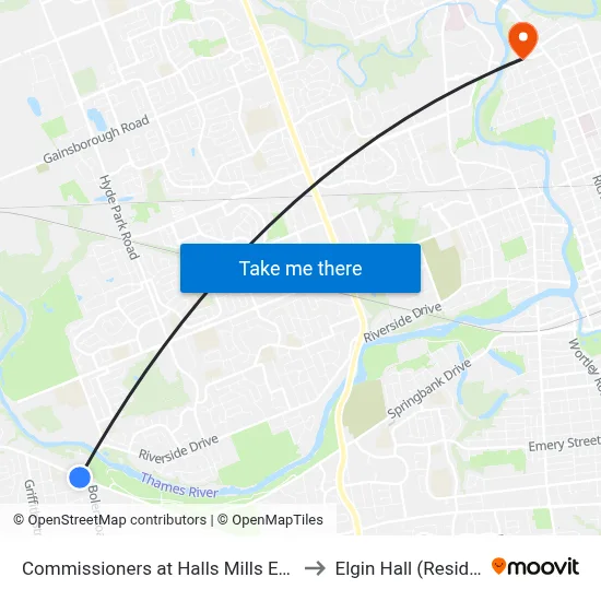 Commissioners at Halls Mills Eb - #2537 to Elgin Hall (Residence) map