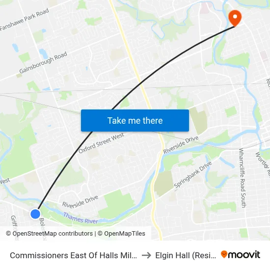 Commissioners East Of Halls Mills Wb - #458 to Elgin Hall (Residence) map