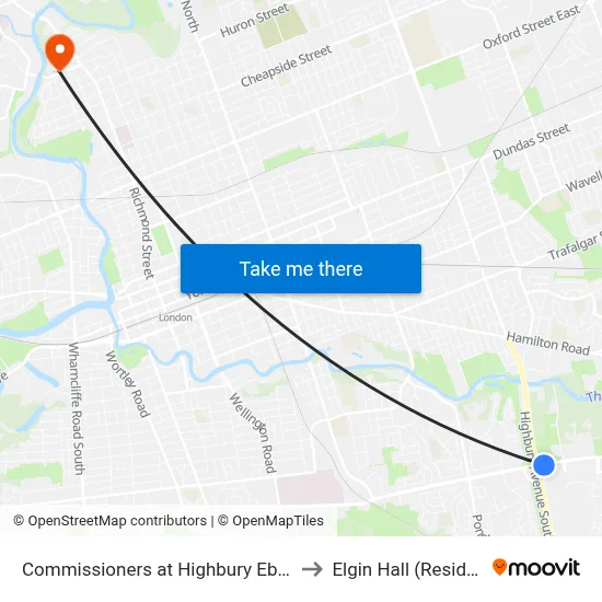 Commissioners at Highbury Eb - #2453 to Elgin Hall (Residence) map
