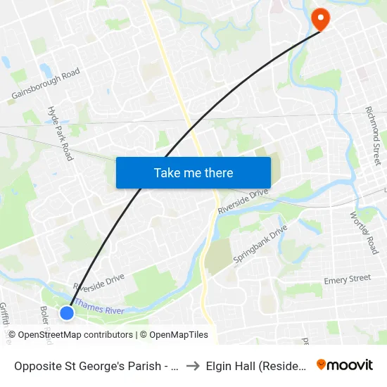 Opposite St George's Parish - #468 to Elgin Hall (Residence) map