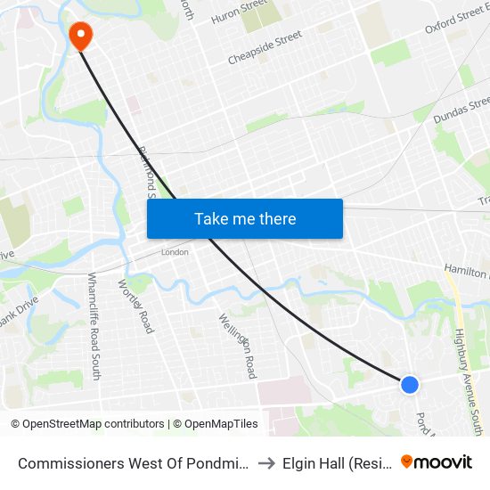 Commissioners West Of Pondmills Eb - #475 to Elgin Hall (Residence) map