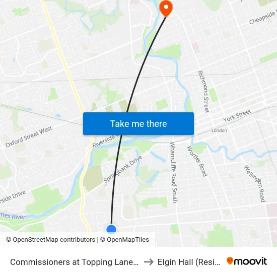 Commissioners at Topping Lane Eb - #2467 to Elgin Hall (Residence) map