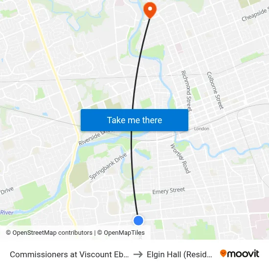 Commissioners at Viscount Eb - #483 to Elgin Hall (Residence) map