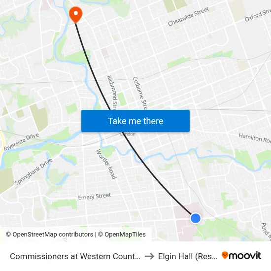 Commissioners at Western Counties Rd - #2426 to Elgin Hall (Residence) map