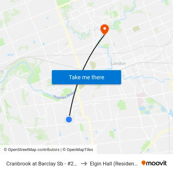 Cranbrook at Barclay Sb - #2620 to Elgin Hall (Residence) map