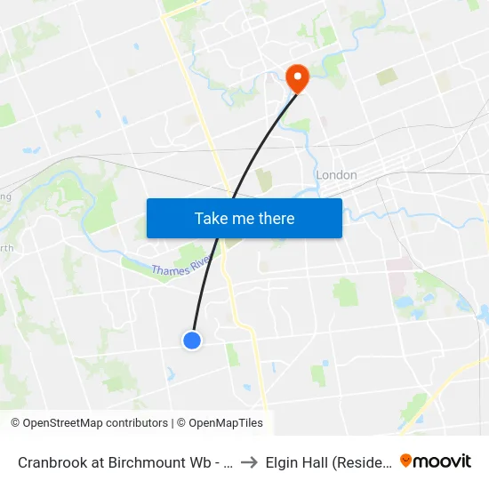 Cranbrook at Birchmount Wb - #2622 to Elgin Hall (Residence) map
