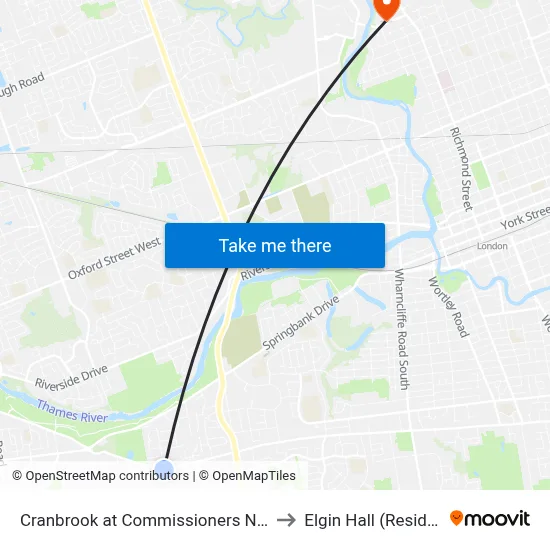 Cranbrook at Commissioners Nb - #487 to Elgin Hall (Residence) map