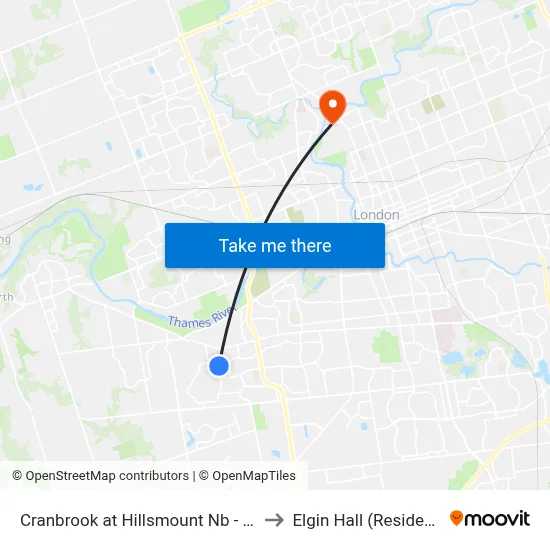 Cranbrook at Hillsmount Nb - #488 to Elgin Hall (Residence) map