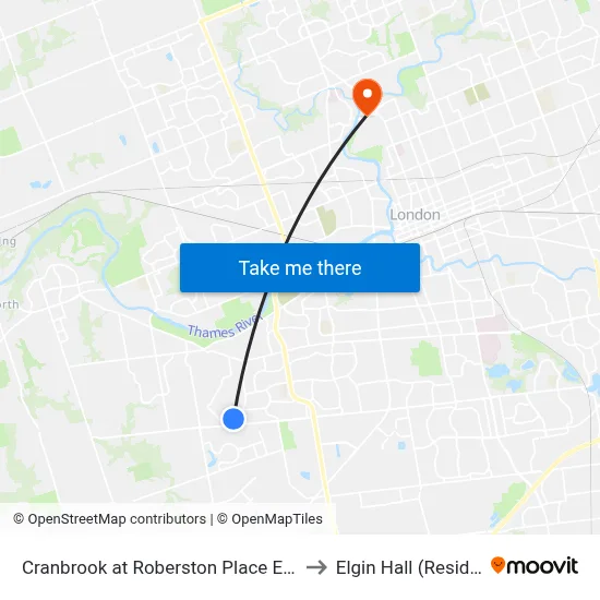Cranbrook at Roberston Place Eb - #2623 to Elgin Hall (Residence) map