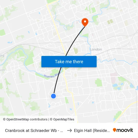 Cranbrook at Schraeder Wb - #2624 to Elgin Hall (Residence) map