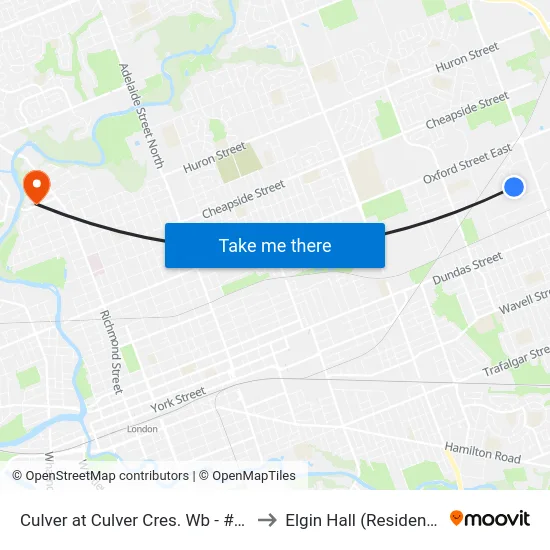 Culver at Culver Cres. Wb - #497 to Elgin Hall (Residence) map