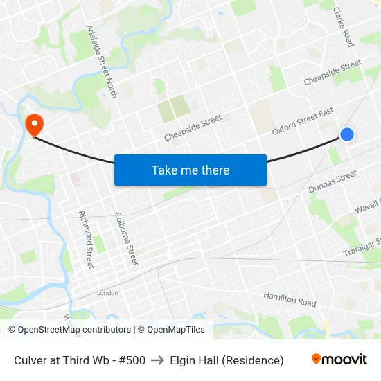 Culver at Third Wb - #500 to Elgin Hall (Residence) map