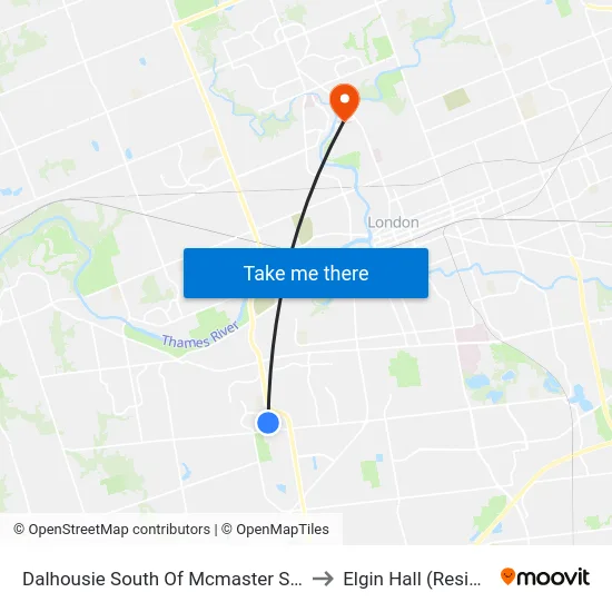 Dalhousie South Of Mcmaster Sb - #2761 to Elgin Hall (Residence) map