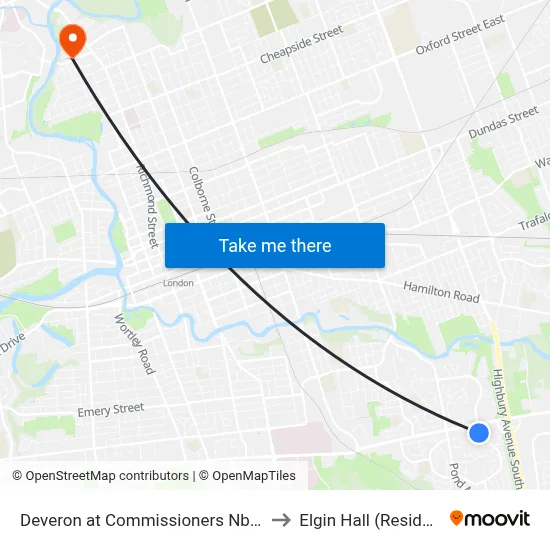 Deveron at Commissioners Nb - #513 to Elgin Hall (Residence) map