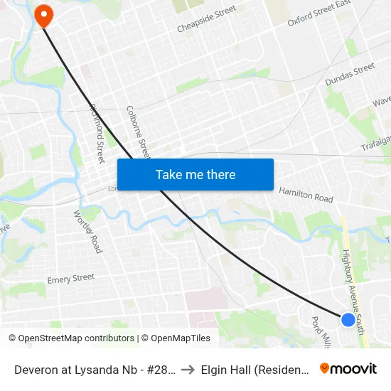 Deveron at Lysanda Nb - #2818 to Elgin Hall (Residence) map