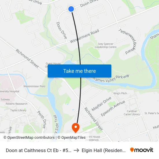 Doon at Caithness Ct Eb - #520 to Elgin Hall (Residence) map