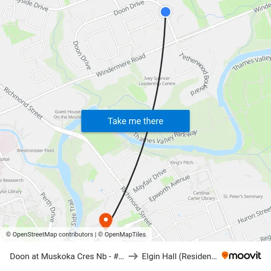 Doon at Muskoka Cres Nb - #521 to Elgin Hall (Residence) map