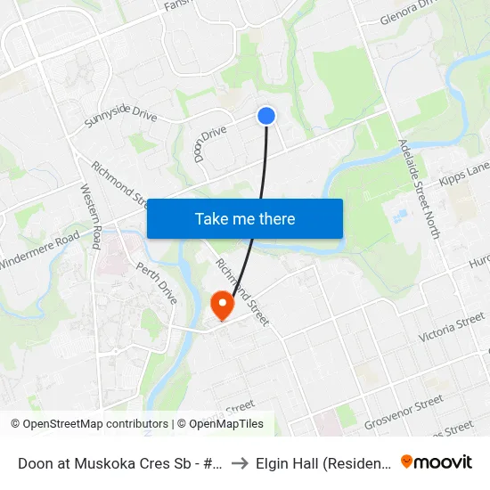 Doon at Muskoka Cres Sb - #522 to Elgin Hall (Residence) map