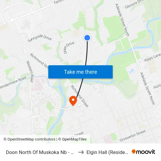 Doon North Of Muskoka Nb - #2549 to Elgin Hall (Residence) map