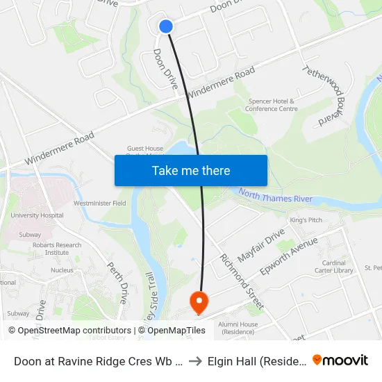 Doon at Ravine Ridge Cres Wb - #524 to Elgin Hall (Residence) map