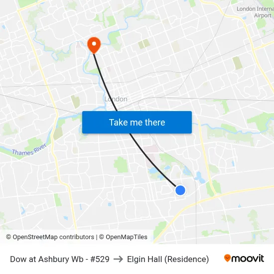 Dow at Ashbury Wb - #529 to Elgin Hall (Residence) map