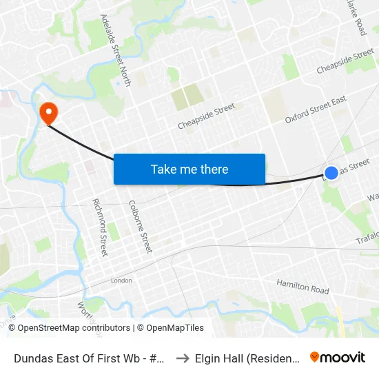 Dundas East Of First Wb - #567 to Elgin Hall (Residence) map