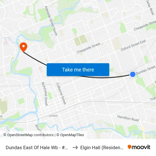Dundas East Of Hale Wb - #572 to Elgin Hall (Residence) map