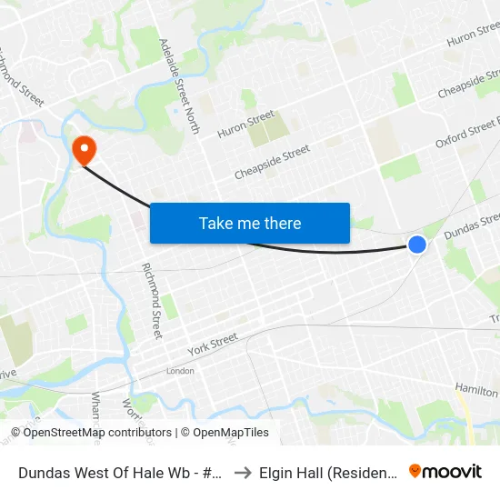 Dundas West Of Hale Wb - #574 to Elgin Hall (Residence) map