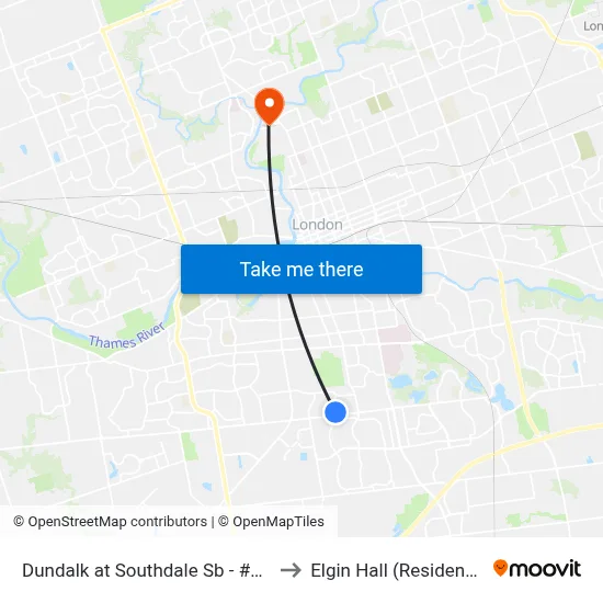 Dundalk at Southdale Sb - #604 to Elgin Hall (Residence) map
