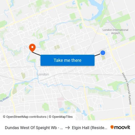 Dundas West Of Speight Wb - #607 to Elgin Hall (Residence) map