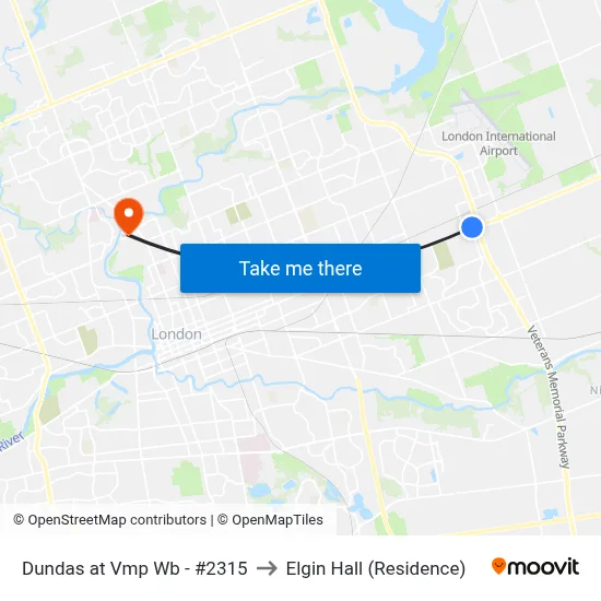 Dundas at Vmp Wb - #2315 to Elgin Hall (Residence) map