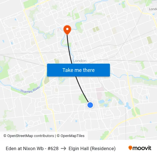 Eden at Nixon Wb - #628 to Elgin Hall (Residence) map