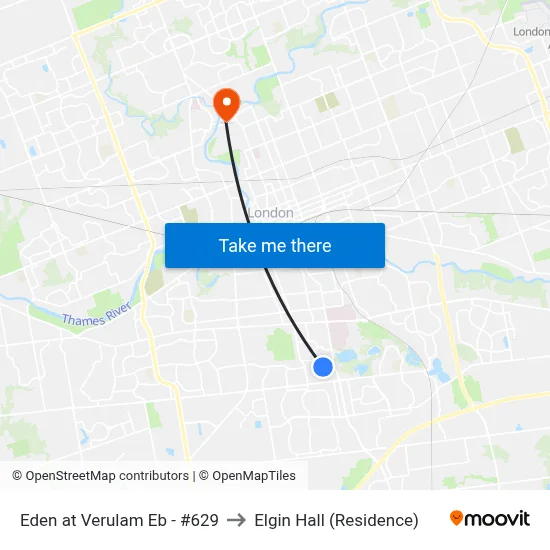 Eden at Verulam Eb - #629 to Elgin Hall (Residence) map