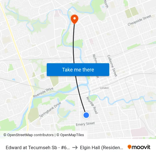 Edward at Tecumseh Sb - #640 to Elgin Hall (Residence) map