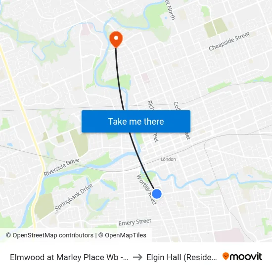 Elmwood at Marley Place Wb - #642 to Elgin Hall (Residence) map
