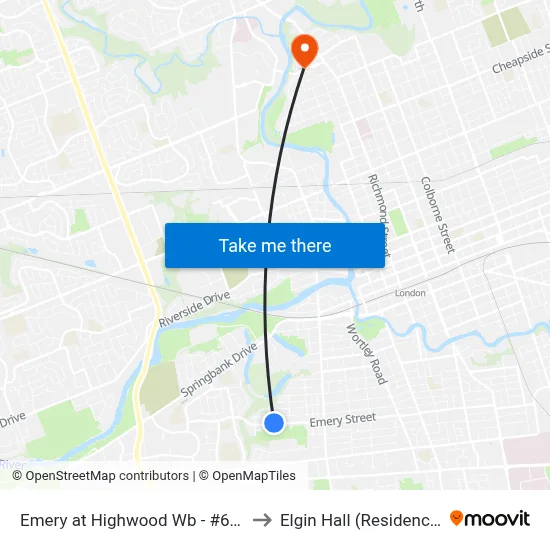 Emery at Highwood Wb - #645 to Elgin Hall (Residence) map