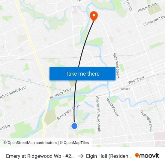 Emery at Ridgewood Wb - #2220 to Elgin Hall (Residence) map