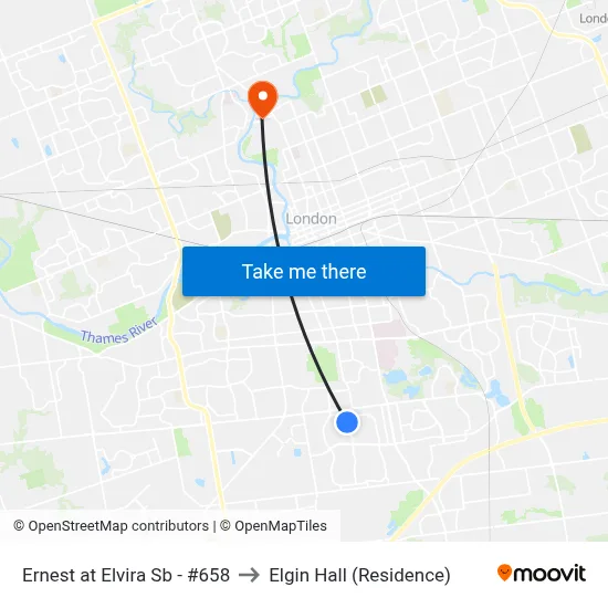 Ernest at Elvira Sb - #658 to Elgin Hall (Residence) map