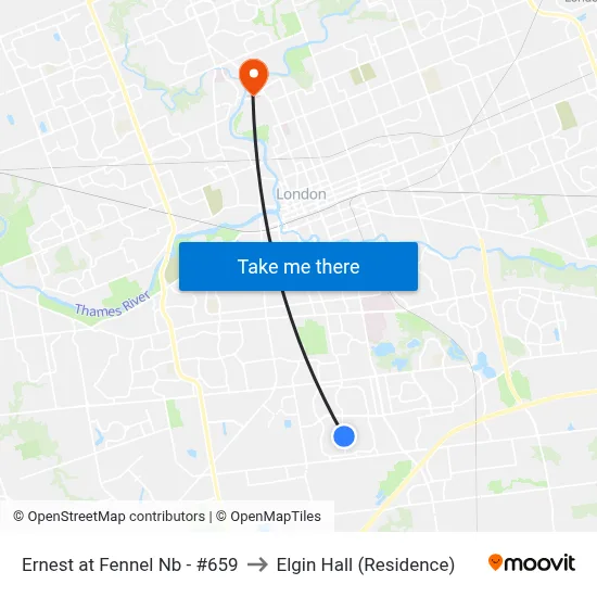 Ernest at Fennel Nb - #659 to Elgin Hall (Residence) map