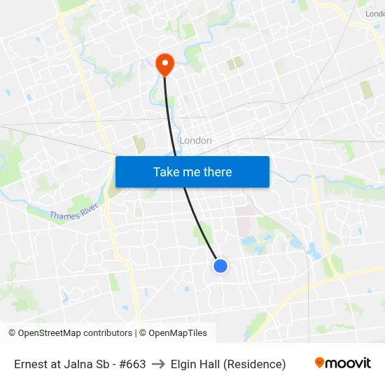Ernest at Jalna Sb - #663 to Elgin Hall (Residence) map