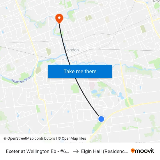 Exeter at Wellington Eb - #672 to Elgin Hall (Residence) map