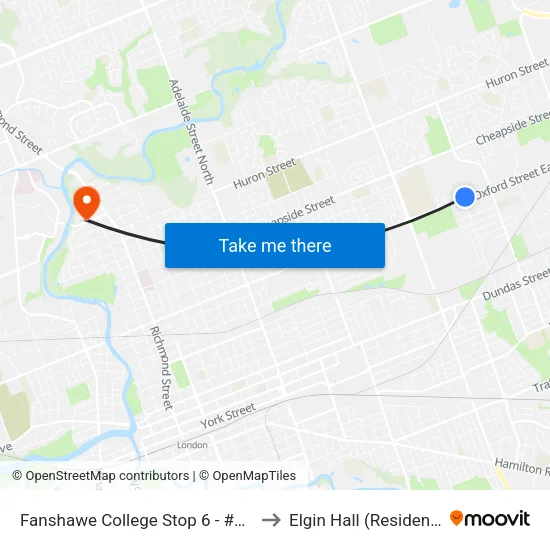 Fanshawe College Stop 6 - #2226 to Elgin Hall (Residence) map