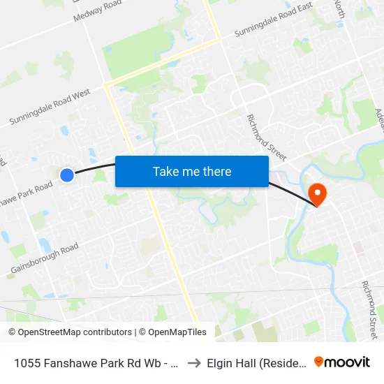 1055 Fanshawe Park Rd Wb - #2754 to Elgin Hall (Residence) map
