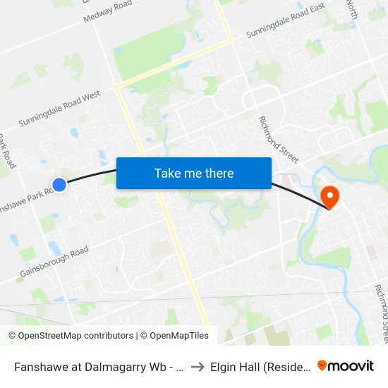 Fanshawe at Dalmagarry Wb - #2615 to Elgin Hall (Residence) map