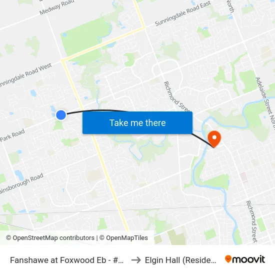 Fanshawe at Foxwood Eb - #2755 to Elgin Hall (Residence) map