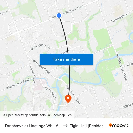 Fanshawe at Hastings Wb - #696 to Elgin Hall (Residence) map